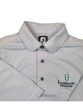 FootJoy FJ Golf Polo Mens Medium Gray Stripe Innisbrook Copperhead Performance